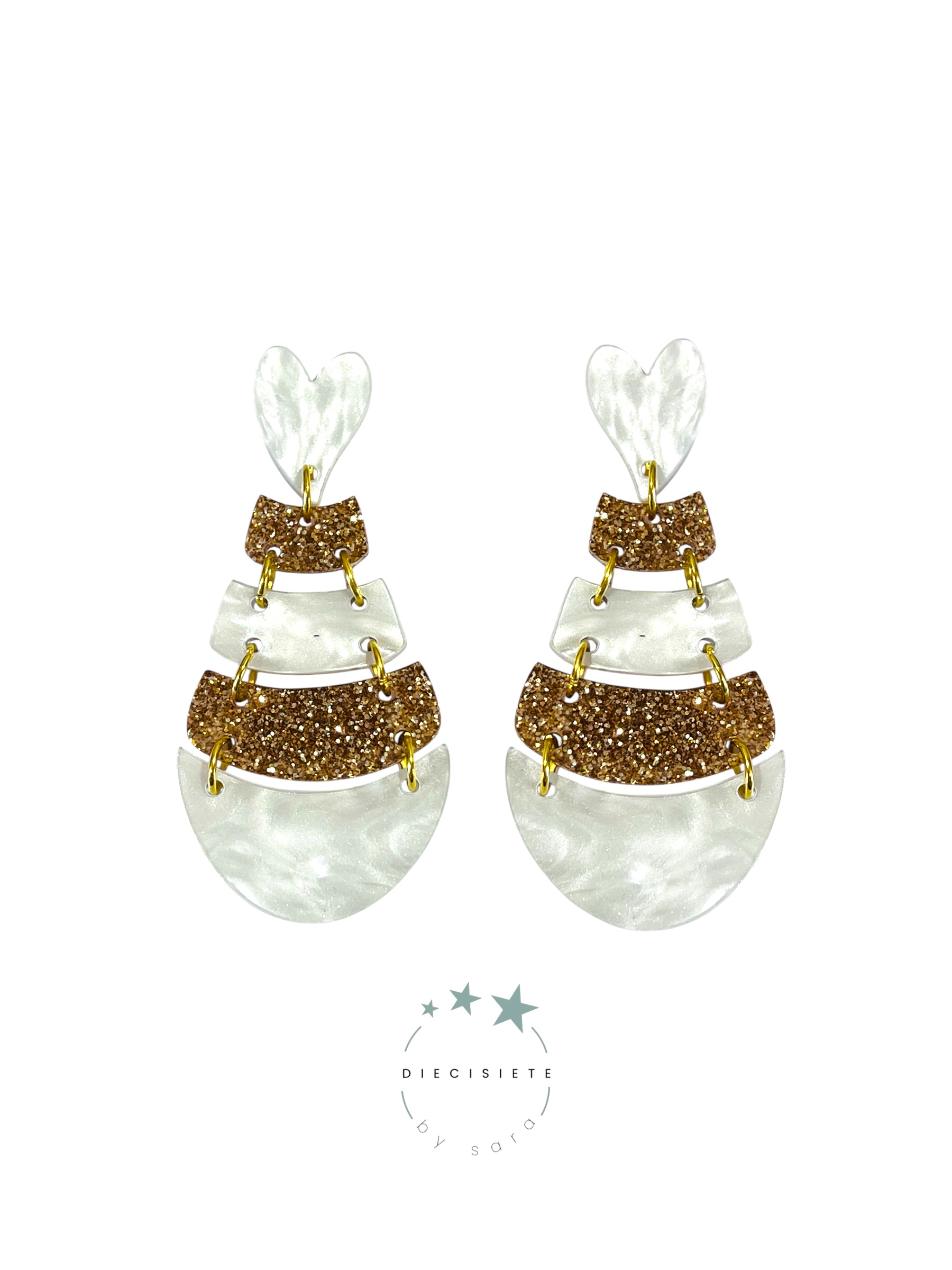 Pendientes Ballena Dorada y Nacar