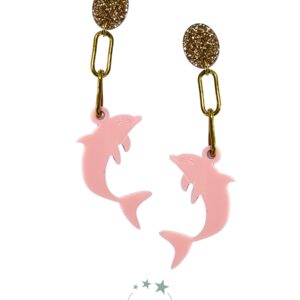 Pendientes Delfin Rosa