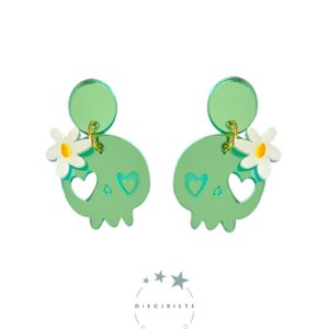 Pendientes Calavera Hawai Verde