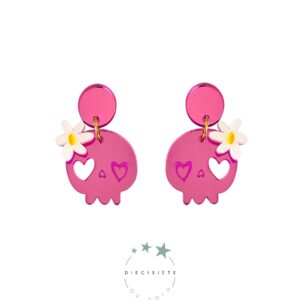 Pendientes Calavera Hawai Rosa