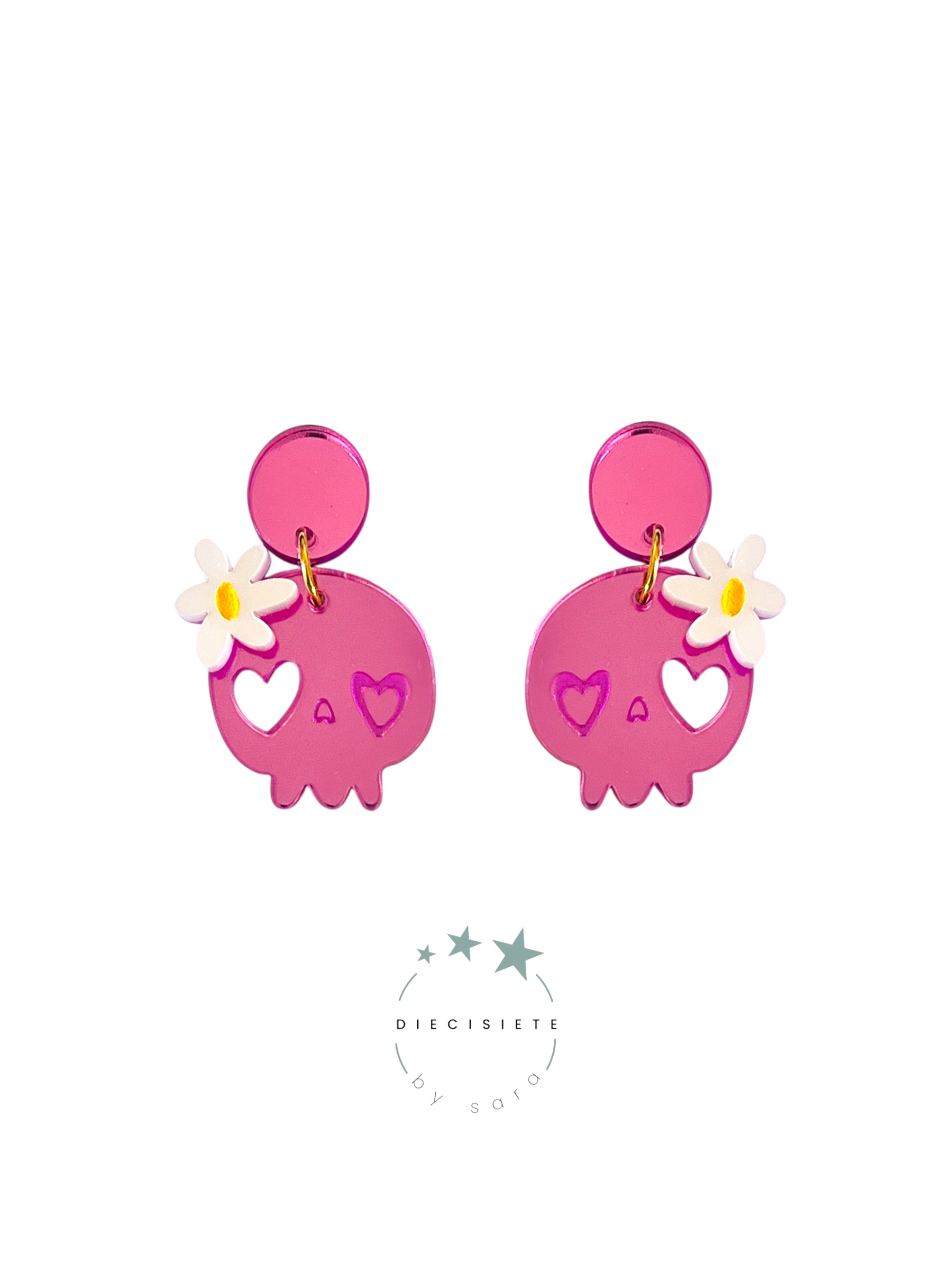 Pendientes Calavera Hawai Rosa