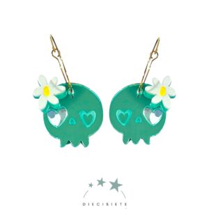 Pendientes Aro Calavera Hawai Rosa