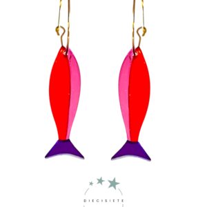 Pendientes Aro Pececito Rosa Multicolor