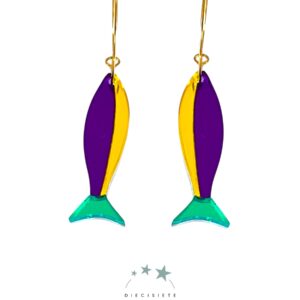 Pendientes Aro Pececito Morado Multicolor
