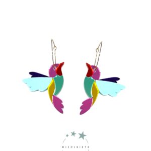 Pendientes Aro MiniColibrí Multicolor