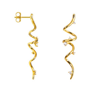 Pendientes Plata Dorada Tirabuzón Circonitas
