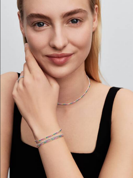 Collar de Tenis Arcoiris Plata de Ley 394648C01 - Imagen 3
