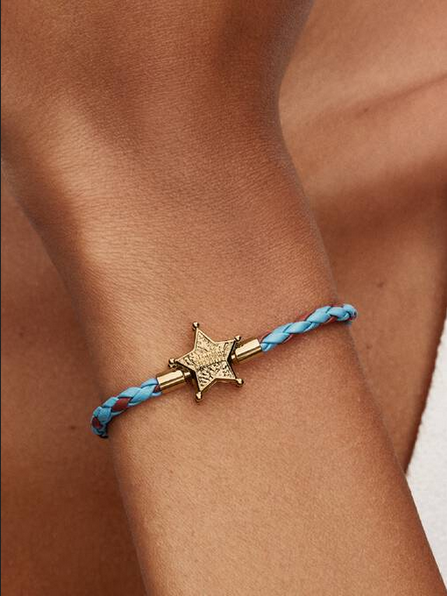 Pulsera de cuero Estrella Sheriff de Toy Story de Disney Pixar Recubrimiento en oro de 14k - Imagen 3