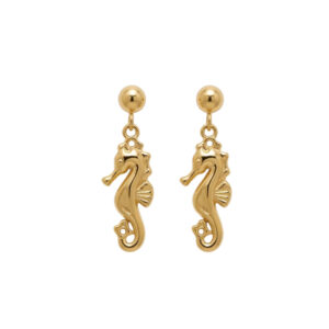 Pendientes Acero Dorado Caballito de Mar