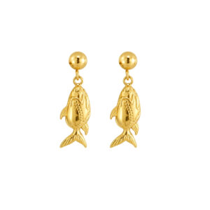 Pendientes Acero Dorado Pez