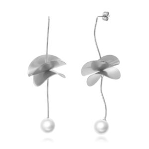 Pendientes Acero flor y Perla