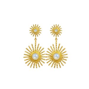 Pendientes Bronce Gran Sol Piedra Luna