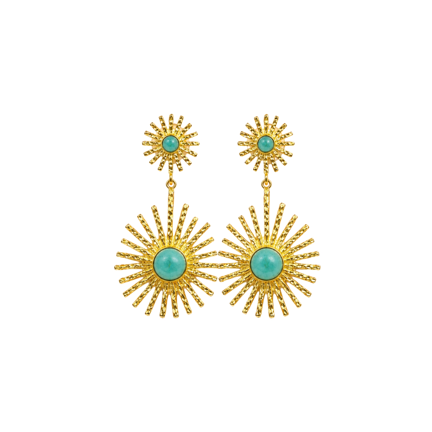 Pendientes Bronce Gran Sol Amazonita