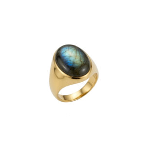 Anillo Bronce Sello Labradorita