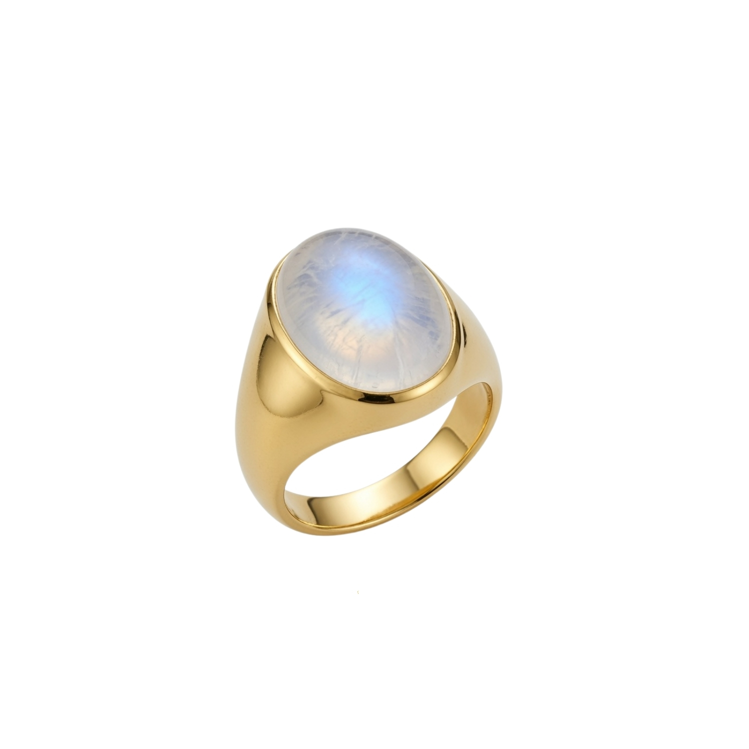 Anillo Bronce Sello Piedra Luna