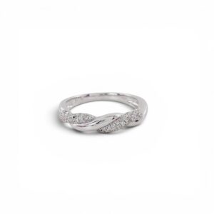 Anillo Oro Blanco 18k Entrelazo de Diamantes
