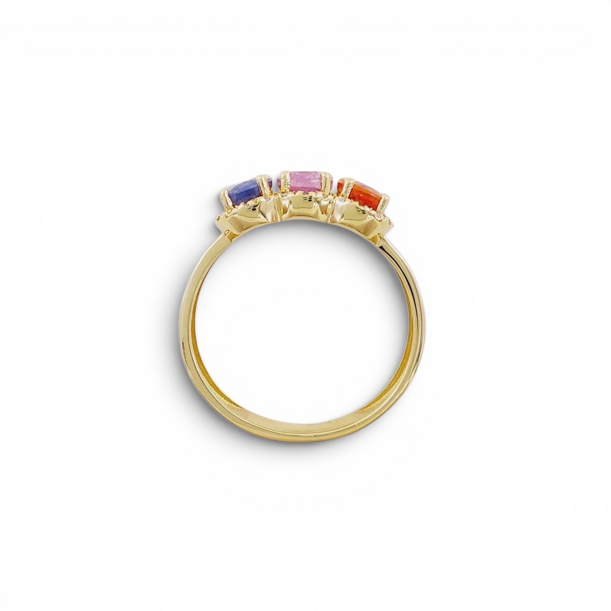 Anillo Oro Amarillo y Zafiros Multicolor y Diamantes - Imagen 2