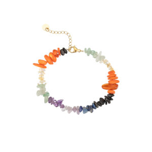 Pulsera Acero Piedras Naturales Multicolores