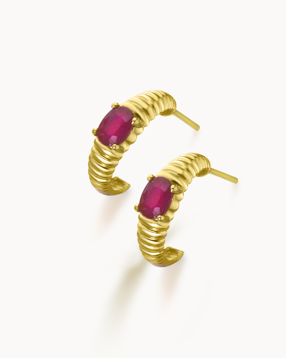 Pendientes Gallonados Oro & Rubies Ovales GB238RU.00