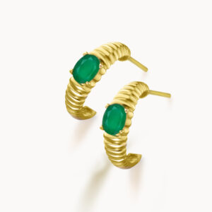 Pendientes Gallonados Oro & Esmeraldas Ovales GB238ES.00