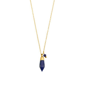 Collar Acero Dorado  Pendulo Lapislázuli