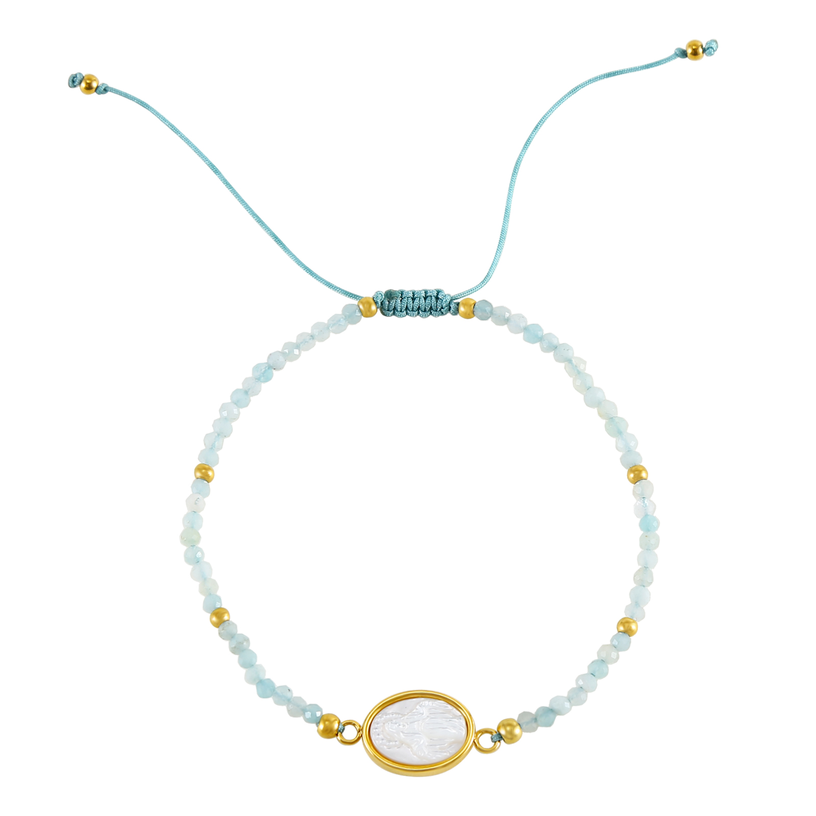 Pulsera Acero Virgen Nacar y Amazonita