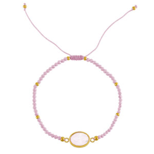 Pulsera Acero Virgen Nacar y Cuarzo Rosa