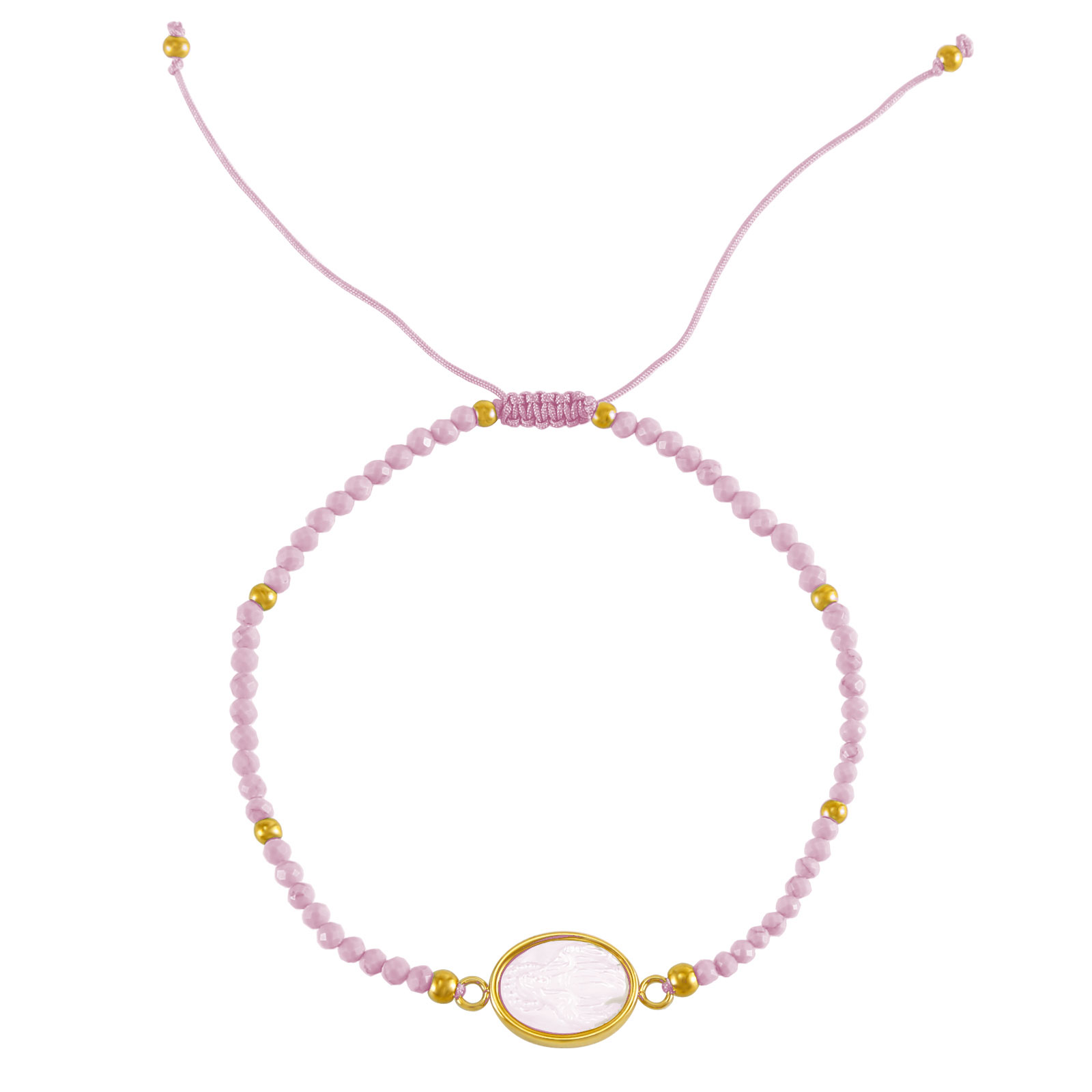 Pulsera Acero Virgen Nacar y Cuarzo Rosa