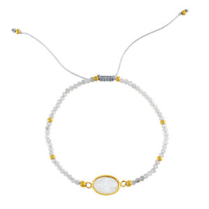 Pulsera Acero Virgen Nacar y Labradorita